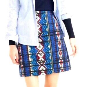 J. CREW Windowpane Jacquard Front Zip Mini Skirt